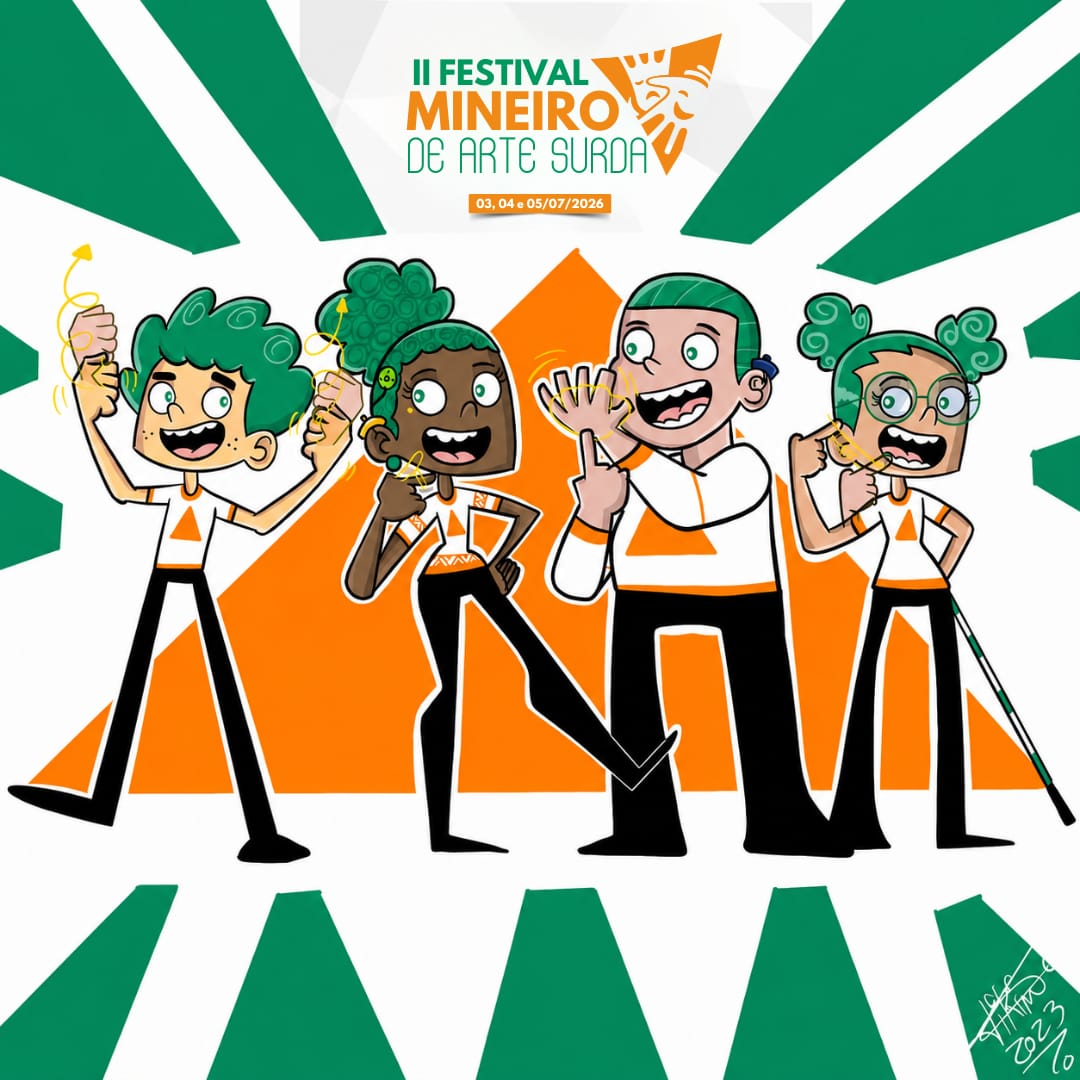 Artistas surdos no palco do Festival Mineiro de Arte Surda